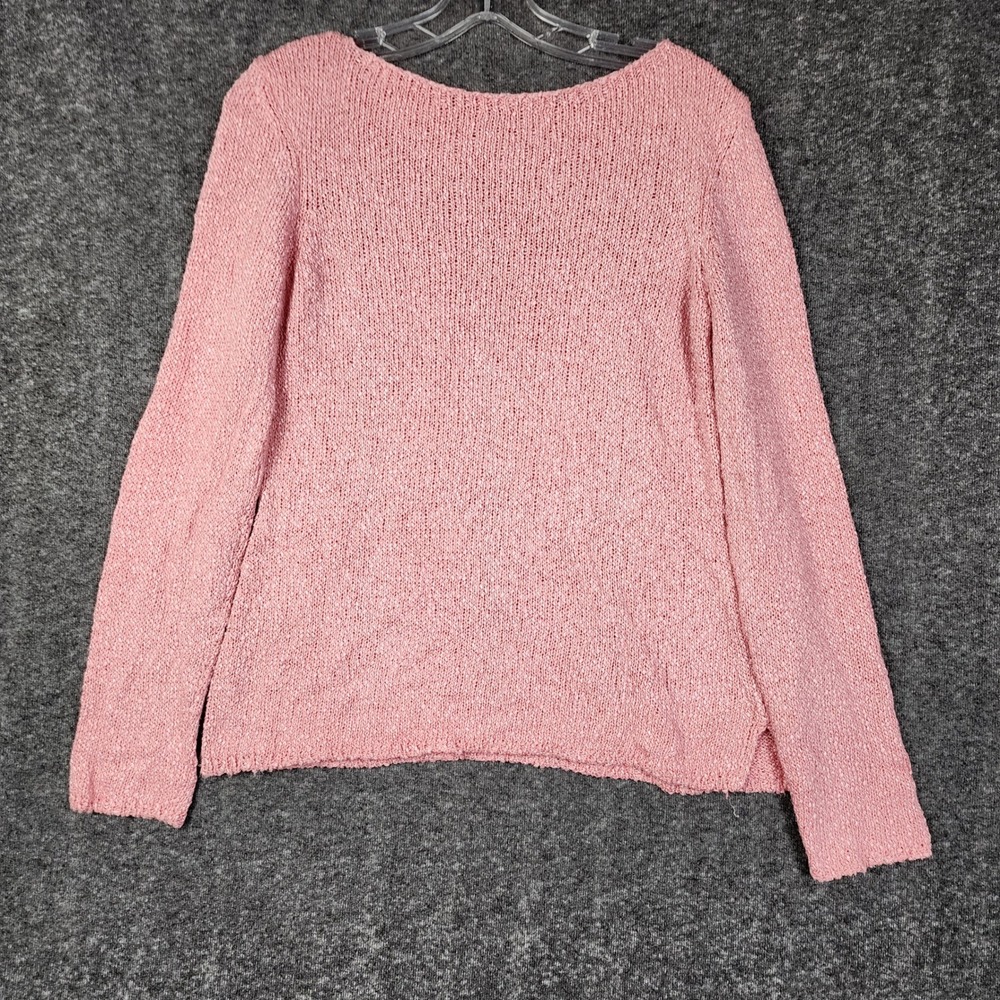Talbots Sweater Womens Small Pink Made in Italy Boat Neck‎ Textured Knit Slub